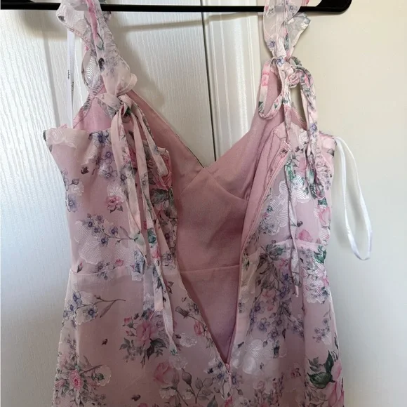 Lulu's Blush Pink Satin Maxi Slip Dress - Picture 3 of 4